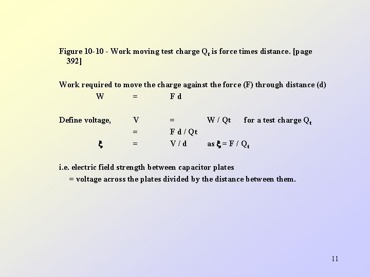 Figure 10 -10 - Work moving test charge Qt is force times distance. [page