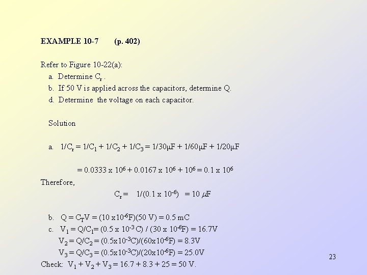 EXAMPLE 10 -7 (p. 402) Refer to Figure 10 -22(a): a. Determine Cr. b.