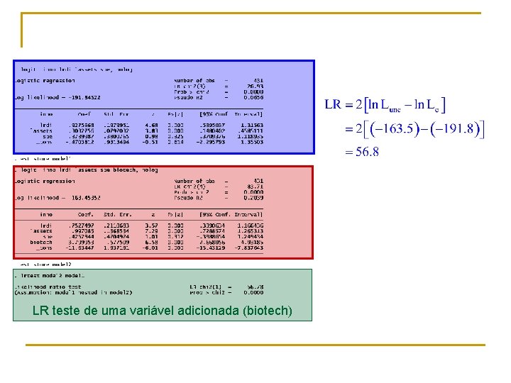 LR teste de uma variável adicionada (biotech) 