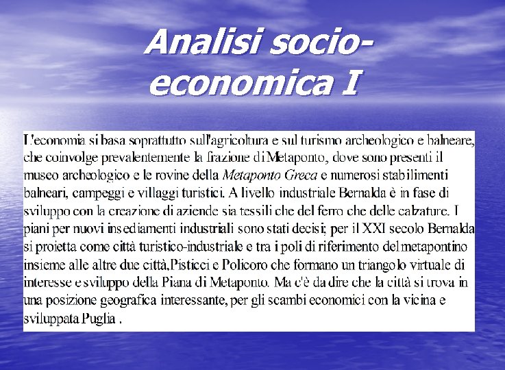 Analisi socioeconomica I 