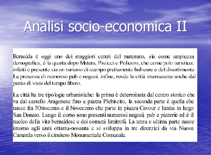 Analisi socio-economica II 