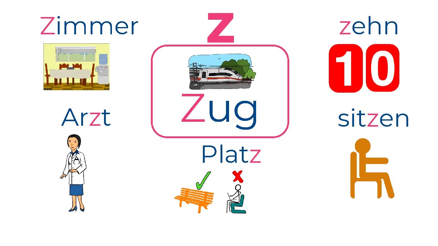 Zimmer z zehn Arzt Zug sitzen Platz 