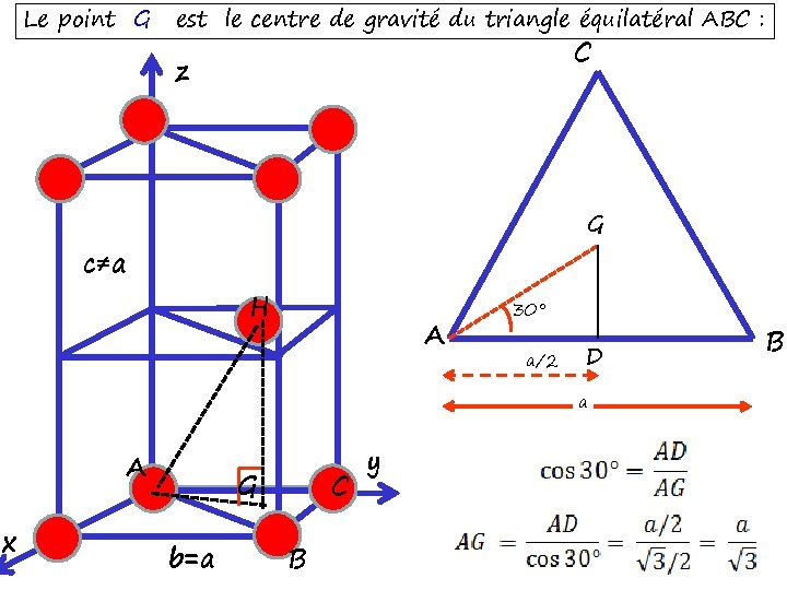 Le point G est le centre de gravité du triangle équilatéral ABC : C