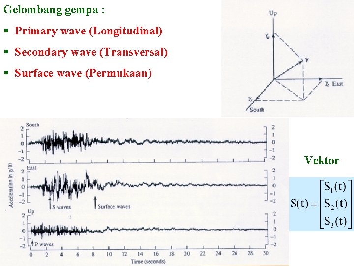 Gelombang gempa : § Primary wave (Longitudinal) § Secondary wave (Transversal) § Surface wave
