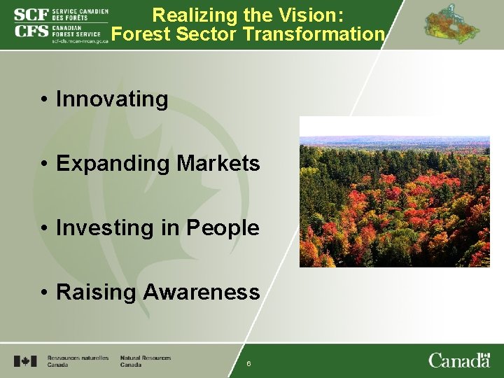 Realizing the Vision: Forest Sector Transformation • Innovating • Expanding Markets • Investing in