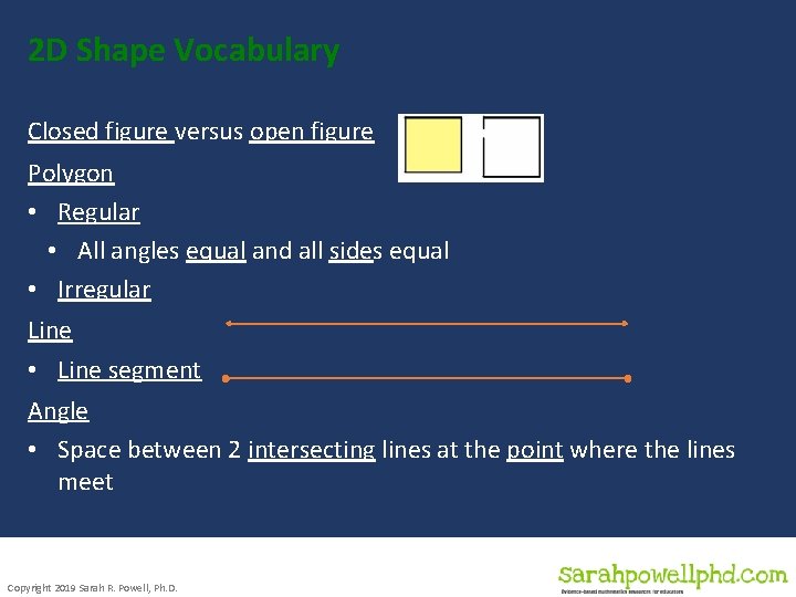 2 D Shape Vocabulary Closed figure versus open figure Polygon • Regular • All 2 D Shape Vocabulary Closed figure versus open figure Polygon • Regular • All