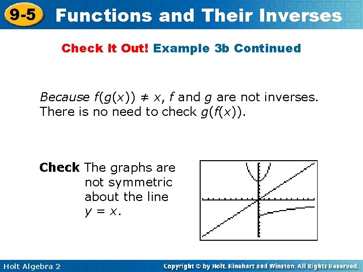 9 -5 Functions and Their Inverses Check It Out! Example 3 b Continued Because