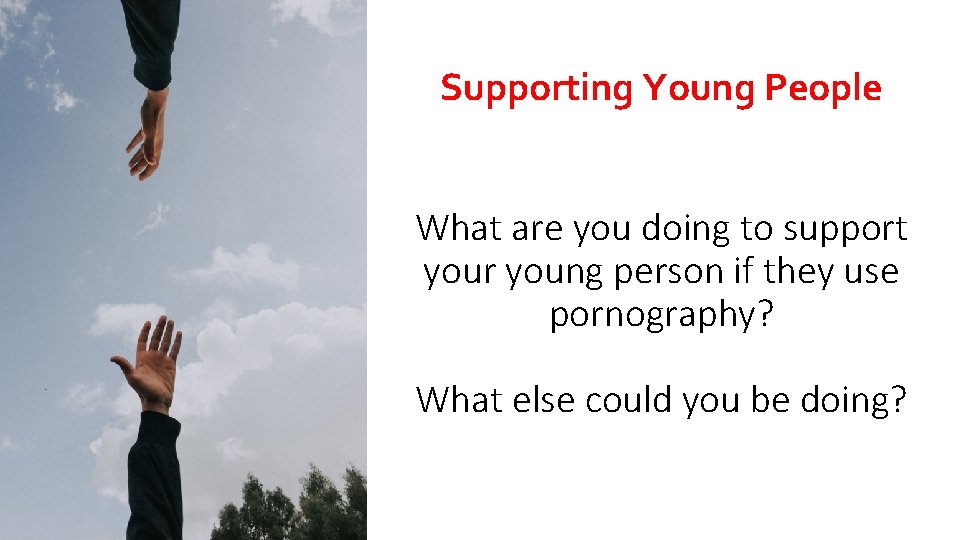 Supporting Young People What are you doing to support your young person if they