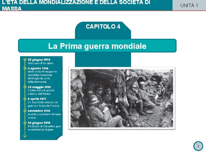 L’ETÀ DELLA MONDIALIZZAZIONE E DELLA SOCIETÀ DI MASSA UNITÀ 1 CAPITOLO 4 La Prima L’ETÀ DELLA MONDIALIZZAZIONE E DELLA SOCIETÀ DI MASSA UNITÀ 1 CAPITOLO 4 La Prima