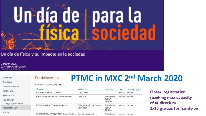 PTMC in MXC 2 nd March 2020 Closed registration reaching max capacity of auditorium PTMC in MXC 2 nd March 2020 Closed registration reaching max capacity of auditorium