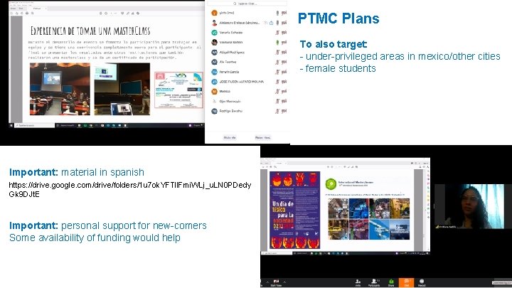 PTMC Plans To also target: - under-privileged areas in mexico/other cities - female students PTMC Plans To also target: - under-privileged areas in mexico/other cities - female students