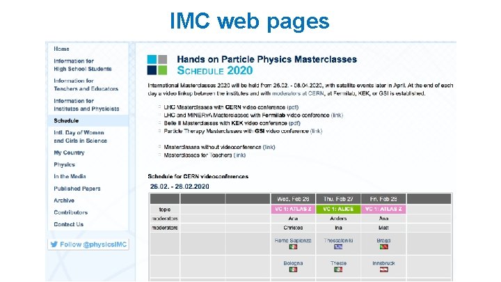 IMC web pages IMC web pages