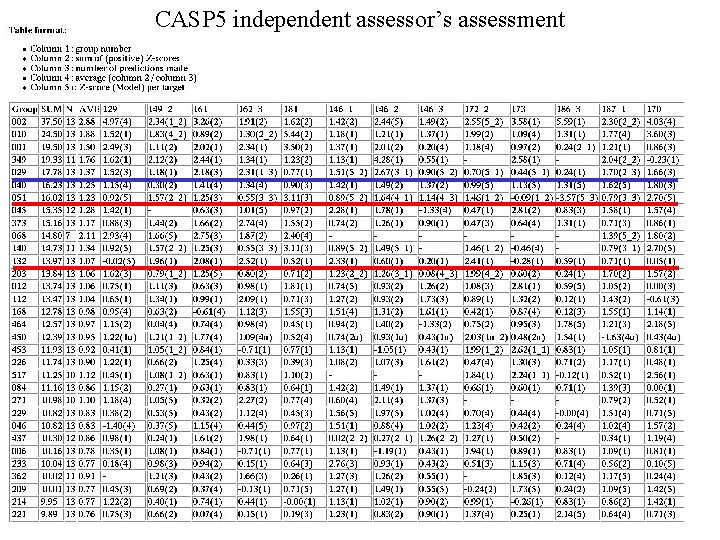 CASP 5 independent assessor’s assessment 