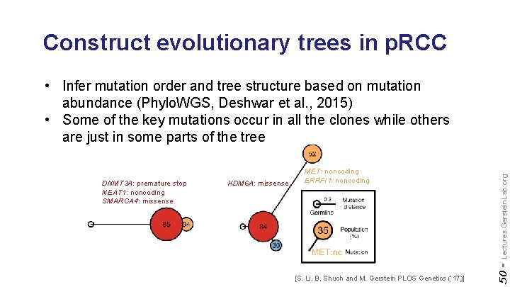 Construct evolutionary trees in p. RCC KDM 6 A: missense [S. Li, B. Shuch