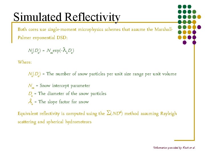 Simulated Reflectivity Both cores use single-moment microphysics schemes that assume the Marshall. Palmer exponential