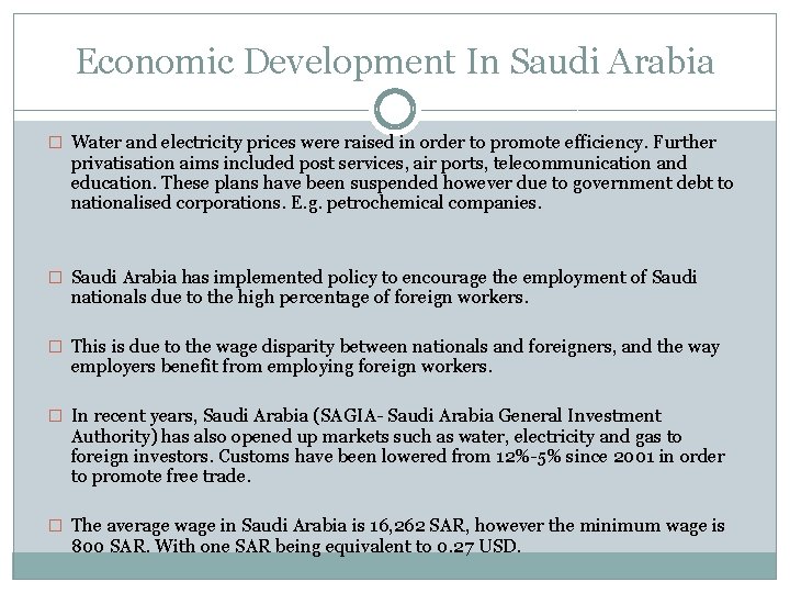 Economic Development In Saudi Arabia � Water and electricity prices were raised in order