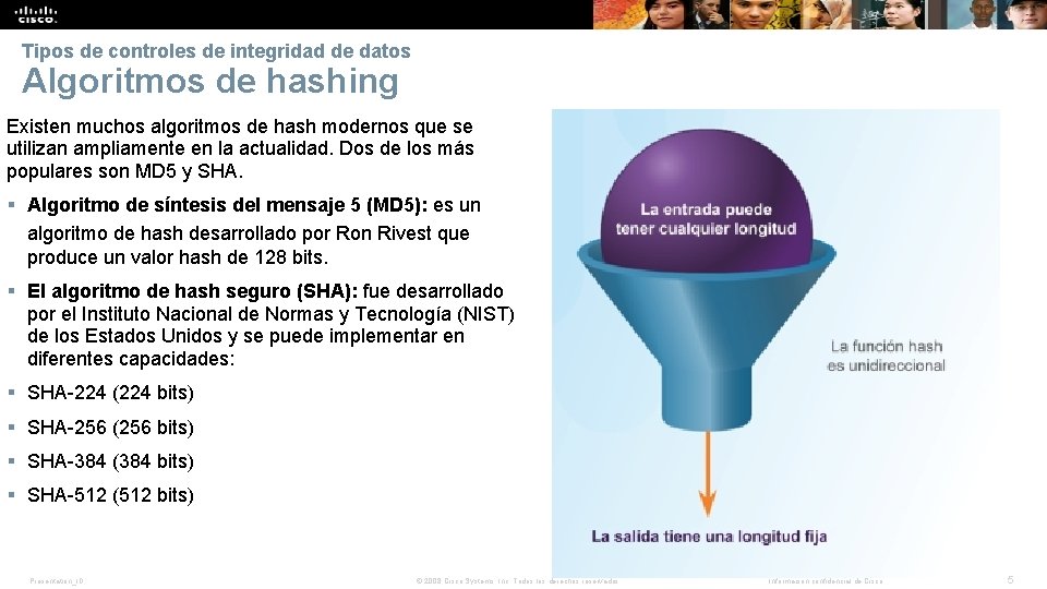 Tipos de controles de integridad de datos Algoritmos de hashing Existen muchos algoritmos de Tipos de controles de integridad de datos Algoritmos de hashing Existen muchos algoritmos de