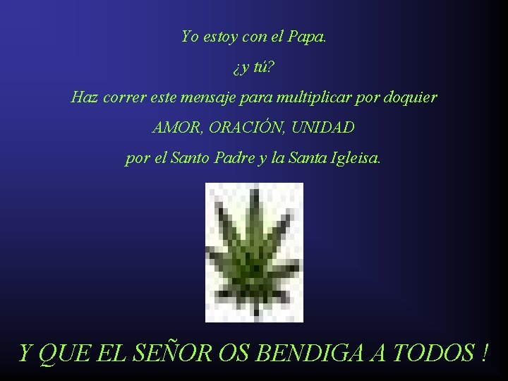 Yo estoy con el Papa. ¿y tú? Haz correr este mensaje para multiplicar por