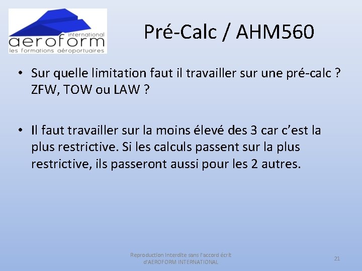 Pré-Calc / AHM 560 • Sur quelle limitation faut il travailler sur une pré-calc