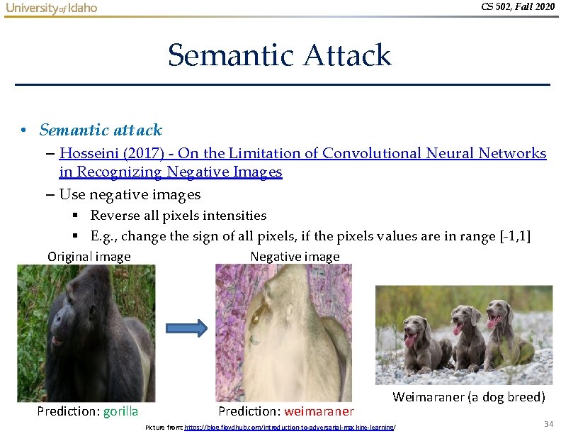 CS 502, Fall 2020 Semantic Attack • Semantic attack – Hosseini (2017) - On CS 502, Fall 2020 Semantic Attack • Semantic attack – Hosseini (2017) - On