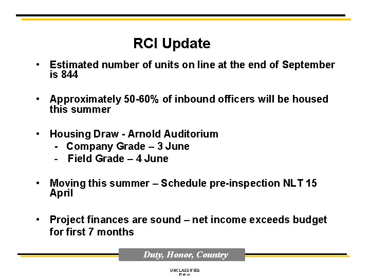 RCI Update • Estimated number of units on line at the end of September