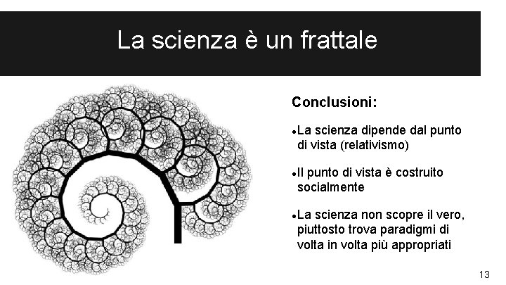 La scienza è un frattale Conclusioni: La scienza dipende dal punto di vista (relativismo)