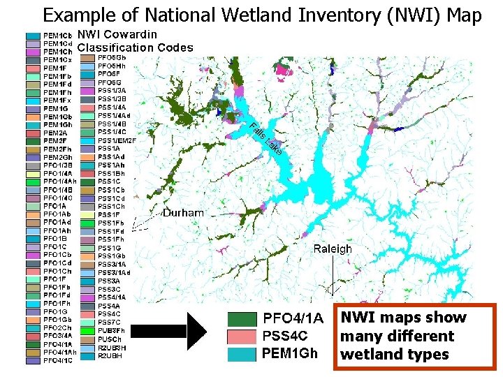 Example of National Wetland Inventory (NWI) Map January 2002 NWI maps show many different