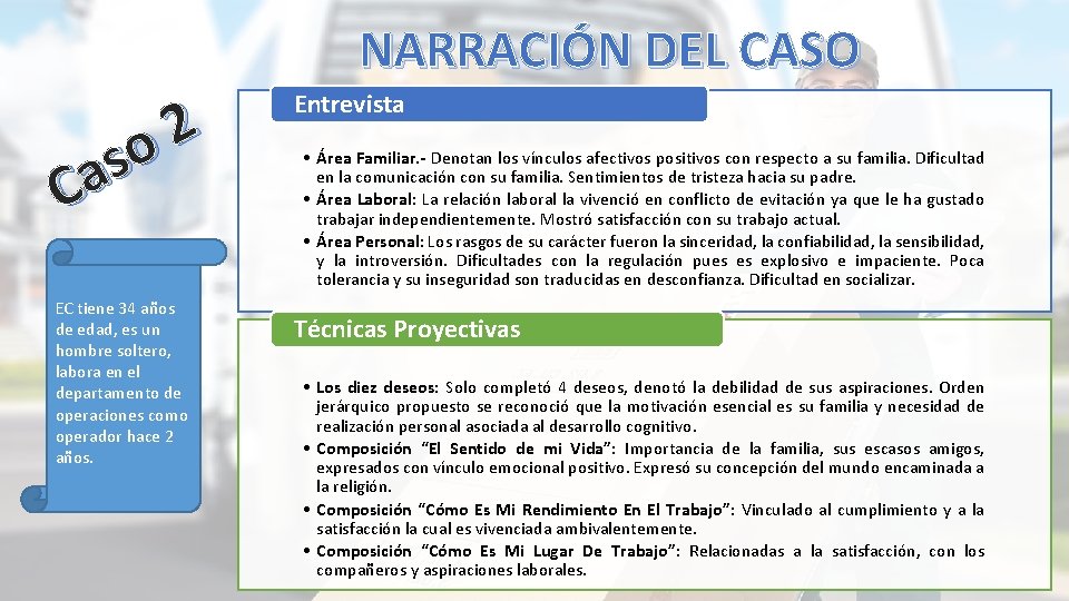 NARRACIÓN DEL CASO 2 o s a C EC tiene 34 años de edad,