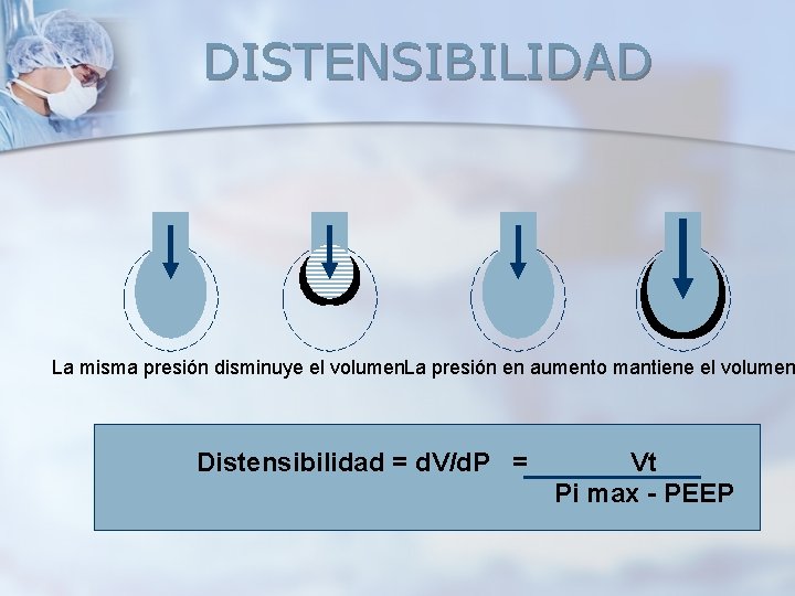 DISTENSIBILIDAD La misma presión disminuye el volumen. La presión en aumento mantiene el volumen DISTENSIBILIDAD La misma presión disminuye el volumen. La presión en aumento mantiene el volumen