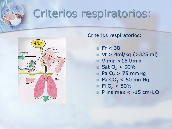 Criterios respiratorios: n n n n Fr < 38 Vt > 4 ml/kg (>325 Criterios respiratorios: n n n n Fr < 38 Vt > 4 ml/kg (>325