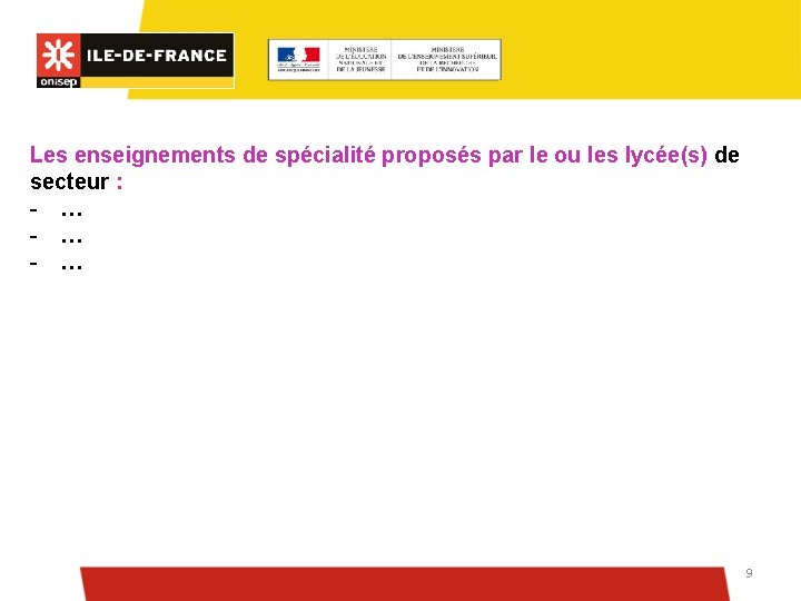 Les enseignements de spécialité proposés par le ou les lycée(s) de secteur : -