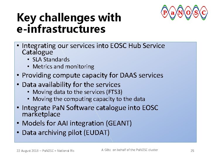 Key challenges with e-infrastructures • Integrating our services into EOSC Hub Service Catalogue •