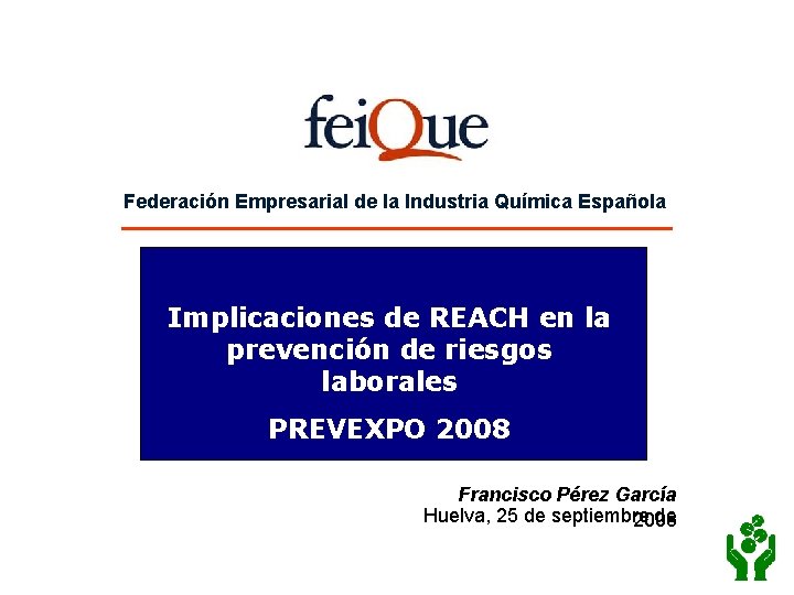 Federación Empresarial de la Industria Química Española Implicaciones de REACH en la prevención de