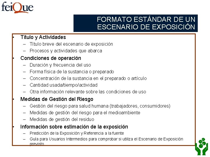 FORMATO ESTÁNDAR DE UN ESCENARIO DE EXPOSICIÓN • Título y Actividades – Título breve