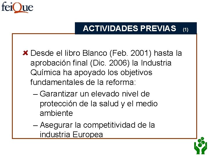 ACTIVIDADES PREVIAS Desde el libro Blanco (Feb. 2001) hasta la aprobación final (Dic. 2006)