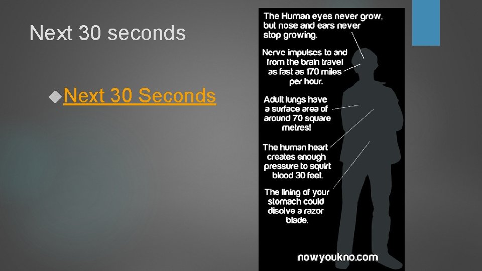 Next 30 seconds Next 30 Seconds Next 30 seconds Next 30 Seconds