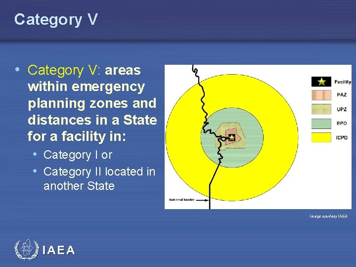 Category V • Category V: areas within emergency planning zones and distances in a