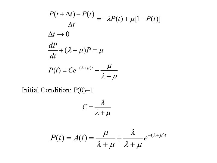 Initial Condition: P(0)=1 