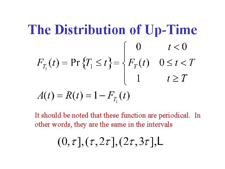 The Distribution of Up-Time It should be noted that these function are periodical. In