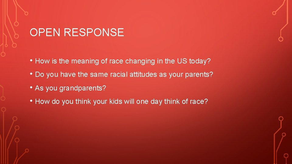 OPEN RESPONSE • How is the meaning of race changing in the US today?