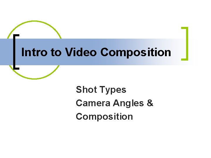 Intro to Video Composition Shot Types Camera Angles & Composition 