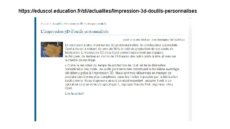 https: //eduscol. education. fr/sti/actualites/limpression-3 d-doutils-personnalises 