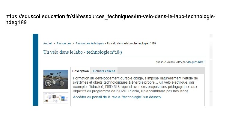 https: //eduscol. education. fr/sti/ressources_techniques/un-velo-dans-le-labo-technologiendeg 189 