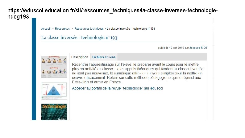 https: //eduscol. education. fr/sti/ressources_techniques/la-classe-inversee-technologiendeg 193 