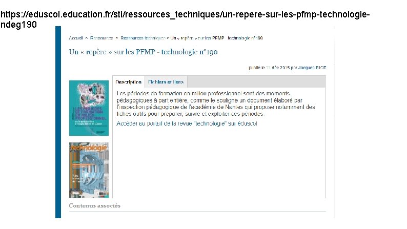 https: //eduscol. education. fr/sti/ressources_techniques/un-repere-sur-les-pfmp-technologiendeg 190 