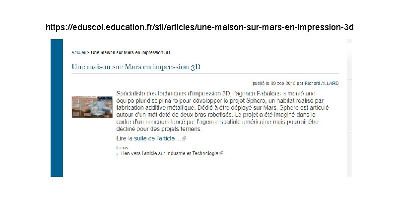 https: //eduscol. education. fr/sti/articles/une-maison-sur-mars-en-impression-3 d 