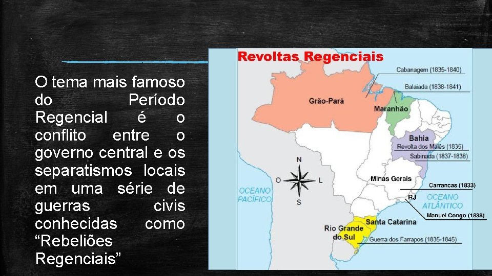 O tema mais famoso do Período Regencial é o conflito entre o governo central