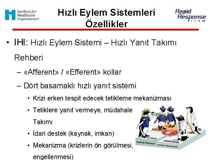 Hızlı Eylem Sistemleri Özellikler • IHI: Hızlı Eylem Sistemi – Hızlı Yanıt Takımı Rehberi