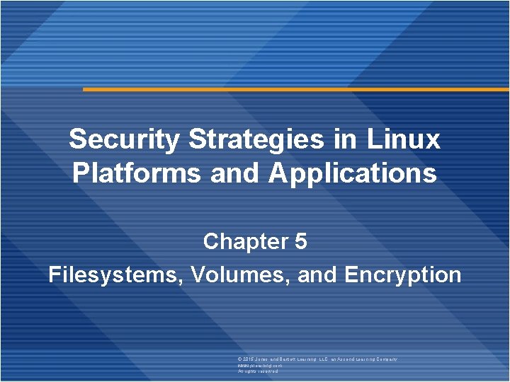 Security Strategies in Linux Platforms and Applications Chapter 5 Filesystems, Volumes, and Encryption ©