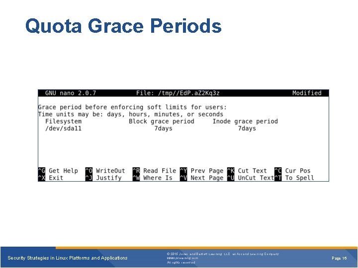 Quota Grace Periods Security Strategies in Linux Platforms and Applications © 2015 Jones and